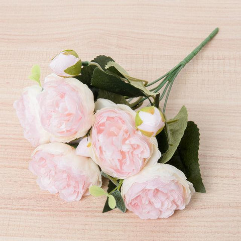 Variety Artificial Rose Silk Flower Peony Hydrangea Wedding Bridal Bouquet Party Supplies Home Living Room Flower Arrangement - ElitShop