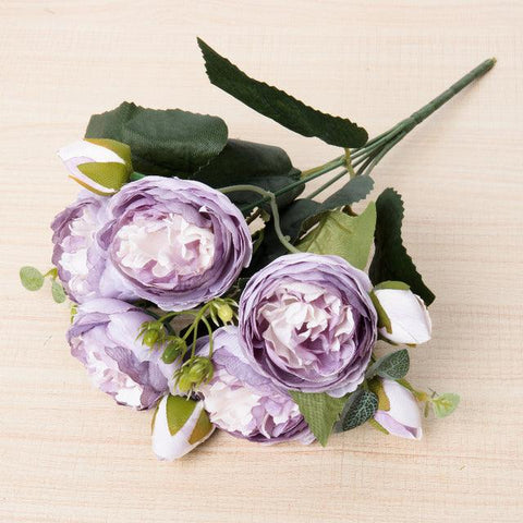 Variety Artificial Rose Silk Flower Peony Hydrangea Wedding Bridal Bouquet Party Supplies Home Living Room Flower Arrangement - ElitShop