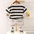 2022 Baby Boy Clothing Set Summer Casual Children Clothing For Boy Short Sleeve Tops T-shirt +Shorts Stripe Toddler Kids Clothes