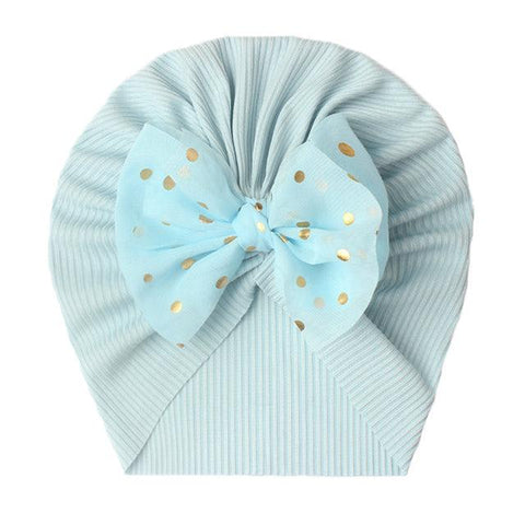 New Lovely Shiny Bowknot Baby Hat Cute Solid Color Baby Girls Boys Hat Turban Soft Newborn Infant Cap Beanies Head Wraps - ElitShop