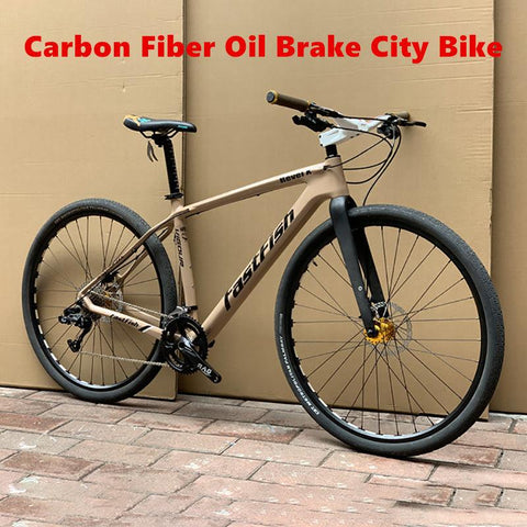 Hydraulic Disc Brake City Bike Carbon Fiber Frame 20 Speeds Road Bicycle Integrated Handlebar Leisure Travel Cycling 700C - ElitShop