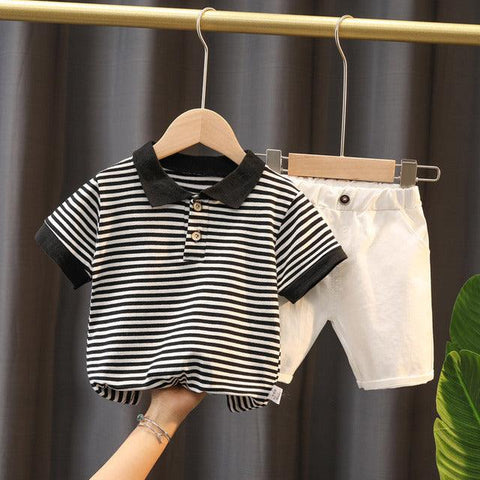 Boys Set Cotton Baby Suit Summer Short Sleeve Casual Children&#39;s Top Shorts 2PCS for Infant Kids Outing Clothes Stripe Fashion - ElitShop