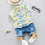New Summer Toddler Boy Shirt Clothing Set Car Print  Short Sleeve Shirts +Jeans For Baby Boys Suit For Kids Clothes