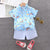 New Design Summer Toddlers Holidays Clothes Boys Fashion Set Floral Geomentric Printed Top with Shorts 2 Pieces Kids&#39; Kits 1 3