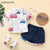 Baby Clothes Sets cartoon print Baby Boys Short-sleeve Casual Cotton gentleman Children Clothes 1 -8 Years Summer Kids Costumes