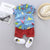 Summer Short-sleeved Shirt Casual Dinosaur Printed Top Baby Boy Clothes Set Lapel T-shirt  Kids Dress Up Clothes for Play