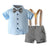 Summer Baby Boy Clothing Set Newborn Infant Clothing 2pcs Short Sleeve Blouse+suspenders Gentleman Suit Handsome Kids Sets