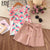 HE Hello Enjoy Teenage Girls Clothes Sets New Fashion Fish Scale Pattern Lace Sleeve Top Shorts Casual Outfits Baby Kid Clothing