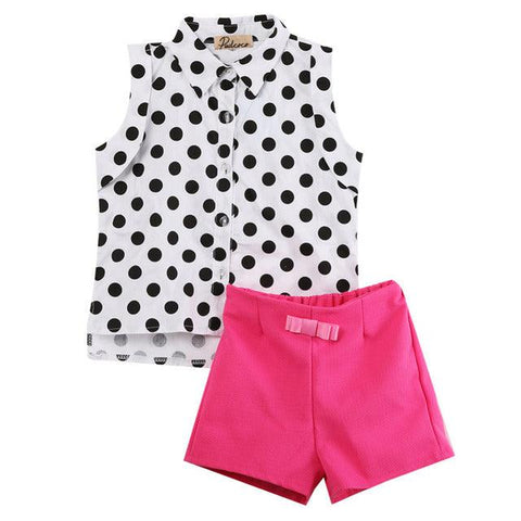 Summer Girls Clothing Sets Girl Polka Dot Top + Pink Pants Baby Clothes Baby Clothing - ElitShop