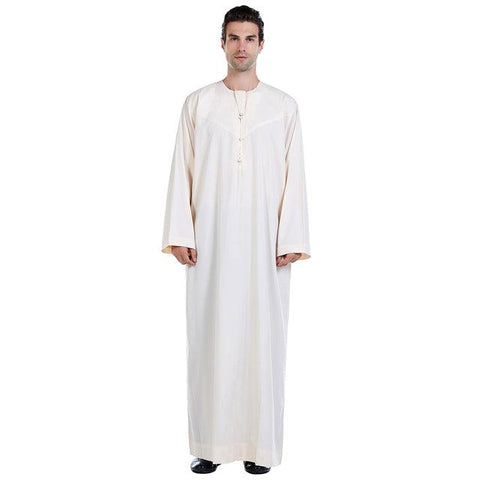 Muslim Middle East Men&#39;s Ramada Thobe Long Sleeves Saudi Arabian Islamic Solid Robe Kaftan Thawb Maxi-Muslim Dubai Long Abaya - ElitShop