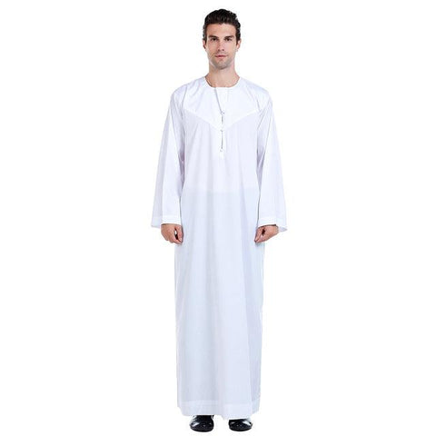 Muslim Middle East Men&#39;s Ramada Thobe Long Sleeves Saudi Arabian Islamic Solid Robe Kaftan Thawb Maxi-Muslim Dubai Long Abaya - ElitShop