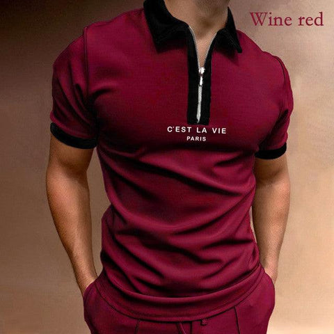 Summer New Men&#39;s Clothing Polo Shirts Streetwear Print Casual Short Sleeve Tee Shirt Men Turn-Down Collar Zipper Polos - ElitShop