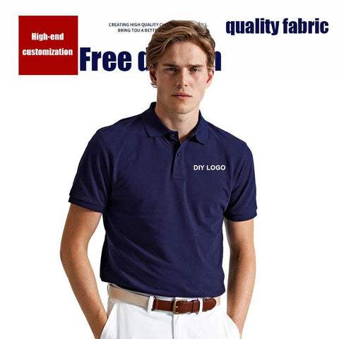 High-end Custom POLO Shirt 12 Colors T-shirts Custom Logo Wild Shirts For Men Cotton Lapel Printing DIY Brand Text - ElitShop