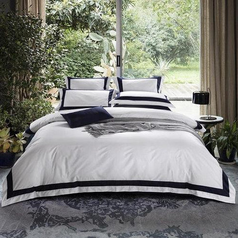 Premium 100%Cotton Hotel White Bedding Set Luxury Queen King California US size Duvet Cover Bed Sheet Fitted sheet Pillowcases - ElitShop