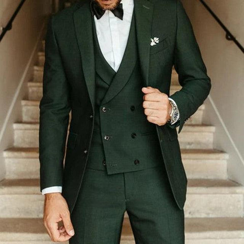 Jacket+Vest+Pants Fashion Luxury Custom Green Men Suit Slim Fit Groomsmen Swallowtail For Wedding Dress Dinner Beach Party Sets - ElitShop