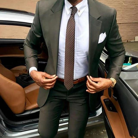 2021 Latest Brown Men&#39;s Suit Coat Pants Designs Slim Fit Elegant Tuxedos Wedding Business Party Suits 2 Pieces (Jacket+Pants) - ElitShop