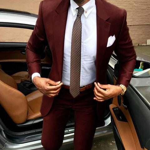 2021 Latest Brown Men&#39;s Suit Coat Pants Designs Slim Fit Elegant Tuxedos Wedding Business Party Suits 2 Pieces (Jacket+Pants) - ElitShop