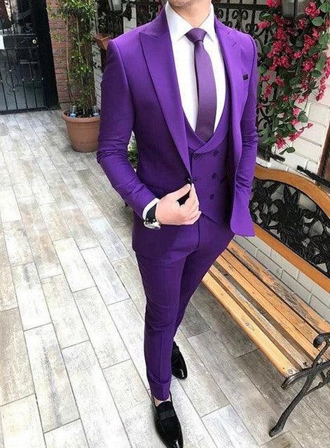 Brand New Men Suits Baby Blue Groom Tuxedos Peak Lapel Groomsmen Wedding Best Man 3 Pieces ( Jacket+Pants+Vest+Tie ) C913 - ElitShop