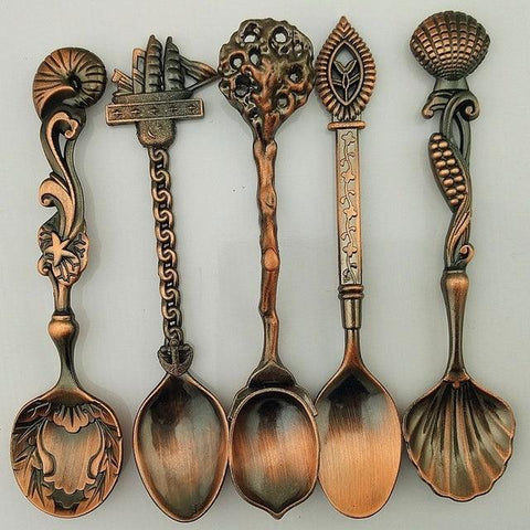 High Quality 5pcs/set Creative Retro Coffee Spoons Stainless Steel Spoon Gifts Spoon Vintage Coffee Set - ElitShop