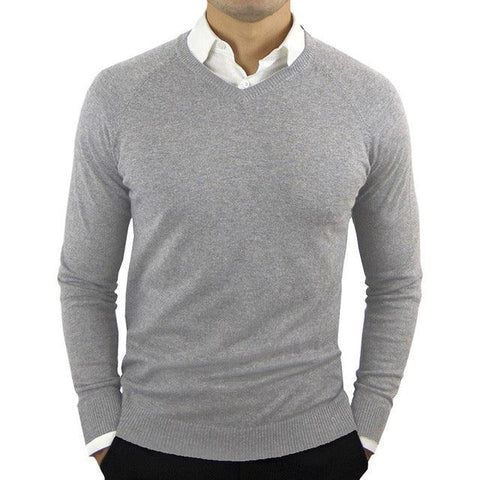 Green Mens V Neck Sweater 2021 New Slim Fit Solid Color Lightweight Knitted Pullover Sweaters Mens Breathable Soft Pull Homme - ElitShop