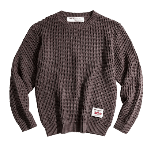 Maden Men&#39;s Winter Oversize knitted Pullover Sweater Toolkit Japan Vintage Solid O-Neck Autumn Winter Coffee Male Knit Sweaters - ElitShop