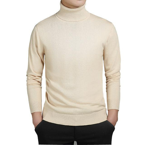 Mens Sweaters Cotton Winter Warm Sweater Men Black Turtleneck Pullover Slim Fit Jumper Pull Knitted Men Clothing Casual XR204 - ElitShop