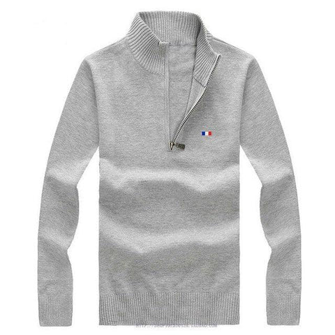 Brand 100%Cotton Sweater Men Casual Sweaters Pull Homme Knitted Pullover Half Zipper Turtleneck Knitwear Polo-Collar 8504 - ElitShop