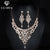 Rose gold color bridal jewelry sets cz austrian crystal necklace earring sets luxury jewelry femme D020