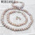 WUBIANLU Purpel Pearl Necklace Sets Fish Clasp 7-8mm Necklace 18 Inch Bracelet 7.5 Inch Earring Women Jewelry Making Design
