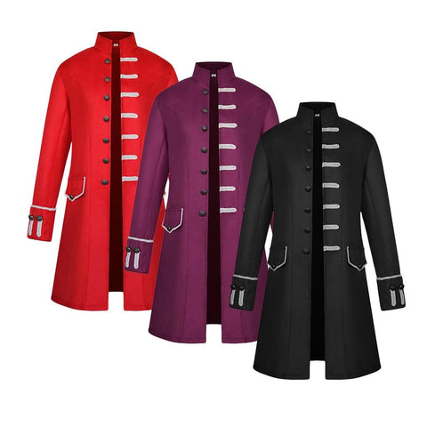 Men&#39;s Victorian Frock Coat Gothic Steampunk Jacket Vintage Tailcoat Cosplay Drama Playing Costume Overcoat - ElitShop