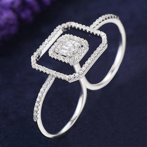 GODKI Monaco Design Luxury Statement Stackable Ring For Women Wedding Cubic Zircon Engagement Dubai Punk Bridal Two Finger Rings - ElitShop